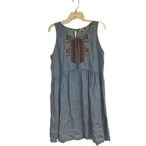 Grey & Gray Embroidered Denim Sleeveless Dress‎ Women's Size 14